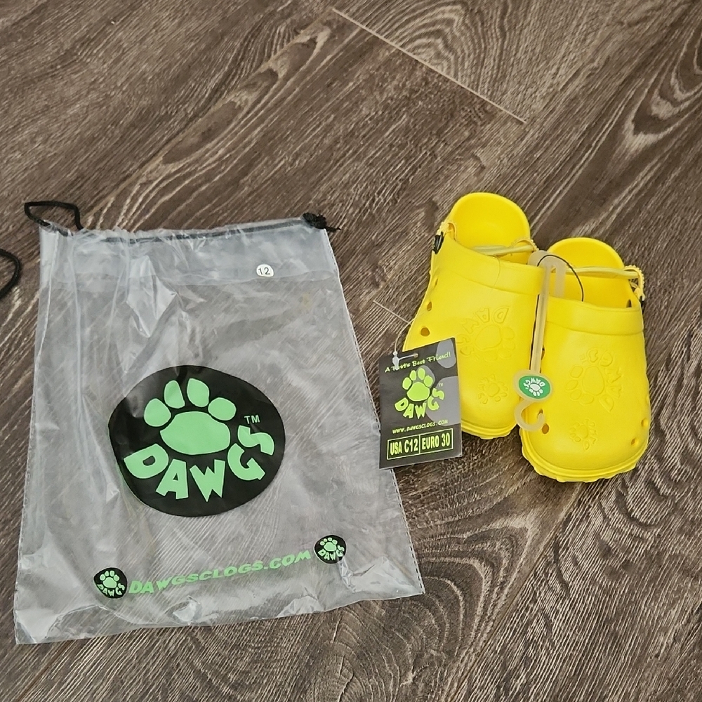 Dawgs Kids' Bright Yellow Clogs - Size 12 Brand NEW